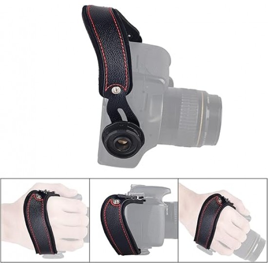 LYNCA Leather Camera Hand Strap Wrist Strap for DSLR w/Quick Release Plate